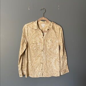 Jaclyn Smith Cream Paisley Shirt